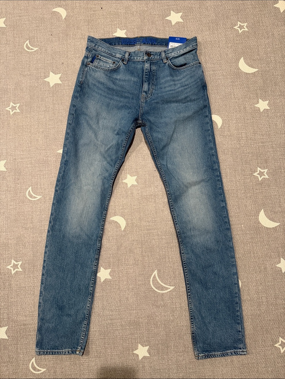 HUGO by Hugo Boss Men's Slim Ash Jeans in Mid Blue Wash NWT